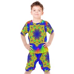 Digital Art Fractal Artwork Flower Kids  Tee And Shorts Set