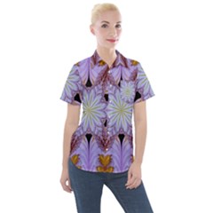 Abstract Flower Artwork Art Women s Short Sleeve Pocket Shirt