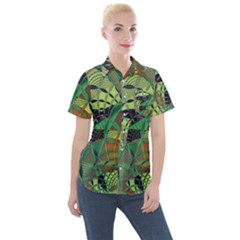 Design Background Concept Fractal Women s Short Sleeve Pocket Shirt