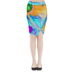 Artwork Digital Art Fractal Colors Midi Wrap Pencil Skirt by Pakrebo