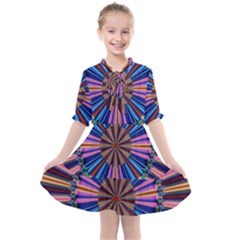 Artwork Fractal Geometrical Design Kids  All Frills Chiffon Dress by Pakrebo