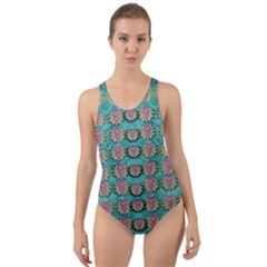 Lotus Bloom In The Sacred Soft Warm Sea Cut-out Back One Piece Swimsuit by pepitasart