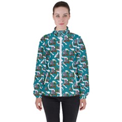 Koala Bears Pattern Women s High Neck Windbreaker by bloomingvinedesign