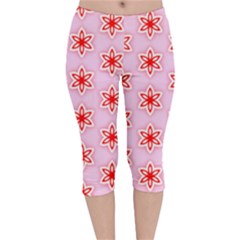 Texture Star Backgrounds Pink Velvet Capri Leggings 