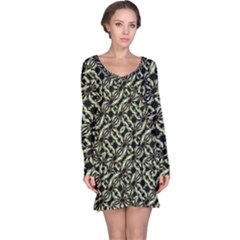 Modern Abstract Camouflage Patttern Long Sleeve Nightdress by dflcprintsclothing