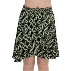 Modern Abstract Camouflage Patttern Chiffon Wrap Front Skirt