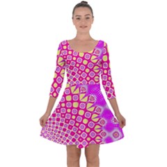 Digital Arts Fractals Futuristic Pink Quarter Sleeve Skater Dress by Pakrebo