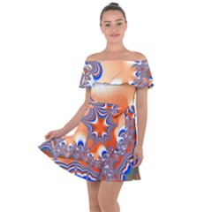 Abstract Art Artwork Fractal 2 Off Shoulder Velour Dress by Pakrebo