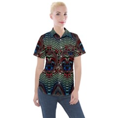 Abstract Abstract Art Artwork Star Women s Short Sleeve Pocket Shirt