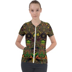 Fractal Art Artwork Design Short Sleeve Zip Up Jacket by Pakrebo