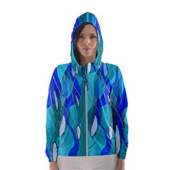 Wavy Blue Women s Hooded Windbreaker