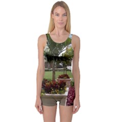 Columbus Commons In Late May  One Piece Boyleg Swimsuit by Riverwoman