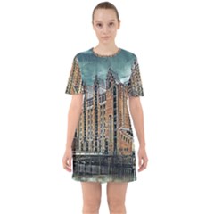 Architecture City Building Travel Sixties Short Sleeve Mini Dress by Wegoenart