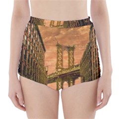 Architecture Buildings City Bridge High-waisted Bikini Bottoms