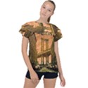 Architecture Buildings City Bridge Ruffle Collar Chiffon Blouse View1