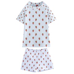 Cartoon Style Strawberry Pattern Kids  Swim Tee And Shorts Set by dflcprintsclothing