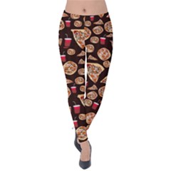 Pizza Pattern Velvet Leggings by bloomingvinedesign