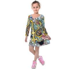 Initially Yours - The Illustrated Alphabet  b  - By Larenard Studios Kids  Long Sleeve Velvet Dress