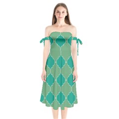 Tiles Arabesque Ottoman Bath Shoulder Tie Bardot Midi Dress by Wegoenart