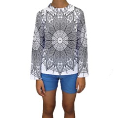 Mandala Meditation Zen Flower Yoga Kids  Long Sleeve Swimwear by Wegoenart