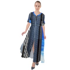 Architecture Frankfurt Houses Waist Tie Boho Maxi Dress by Wegoenart