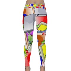 Books Pattern Reading Wallpaper Classic Yoga Leggings by Wegoenart