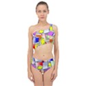 Books Pattern Reading Wallpaper Spliced Up Two Piece Swimsuit View1