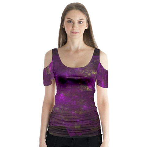 Apophysis Attractor Colours Digital Butterfly Sleeve Cutout Tee  by Wegoenart