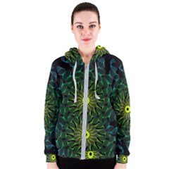 Abstract Ribbon Green Blue Hues Women s Zipper Hoodie by Wegoenart