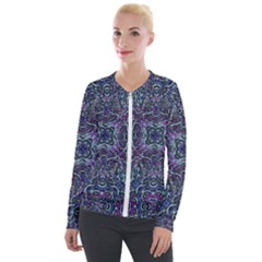 Pattern Fire Purple Repeating Velour Zip Up Jacket