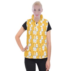 Fluffy Clouds Mustard  Women s Button Up Vest by VeataAtticus