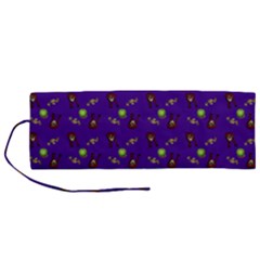 School Girl Braids Dark Blue Roll Up Canvas Pencil Holder (m)