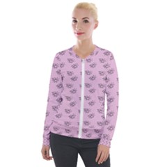 Zodiac Bat Pink Velour Zip Up Jacket