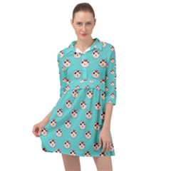 English Breakfast Aqua Mini Skater Shirt Dress