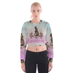 Abstract Decorative Floral Design, Mandala Cropped Sweatshirt by FantasyWorld7