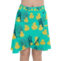 Little Yellow Duckies Chiffon Wrap Front Skirt