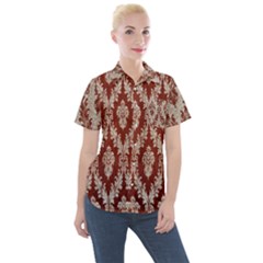 Baroque Mill Fabric Women s Short Sleeve Pocket Shirt