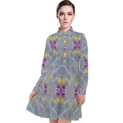 We Are Flower People In Bloom Long Sleeve Chiffon Shirt Dress by pepitasart