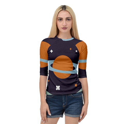 Planet Orbit Universe Star Galaxy Quarter Sleeve Raglan Tee by Pakrebo