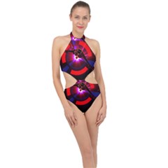 Science Fiction Cover Adventure Halter Side Cut Swimsuit