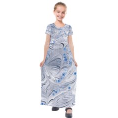 Marbled Paper Mottle Color Movement Kids  Short Sleeve Maxi Dress by Pakrebo