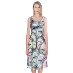 Compass Direction North South East Midi Sleeveless Dress by Pakrebo