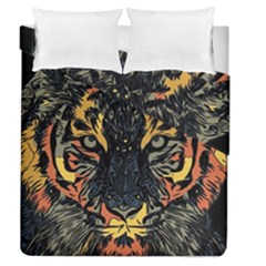 Tiger Predator Abstract Feline Duvet Cover Double Side (queen Size) by Pakrebo