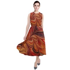 Marbled Paper Mottle Color Movement Round Neck Boho Dress by Pakrebo