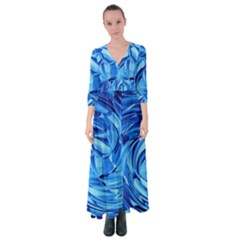 Strudel Blue White Light Blue Button Up Maxi Dress