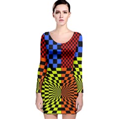 Checkerboard Again 7 Long Sleeve Velvet Bodycon Dress by impacteesstreetwearseven