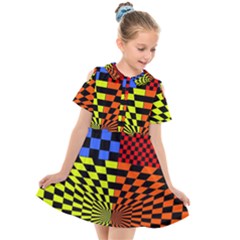 Checkerboard Again 7 Kids  Short Sleeve Shirt Dress by impacteesstreetwearseven