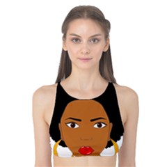 African American Woman With ?urly Hair Tank Bikini Top by bumblebamboo