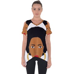 African American Woman With ?urly Hair Cut Out Side Drop Tee by bumblebamboo