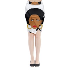 African American Woman With ?urly Hair Midi Wrap Pencil Skirt by bumblebamboo